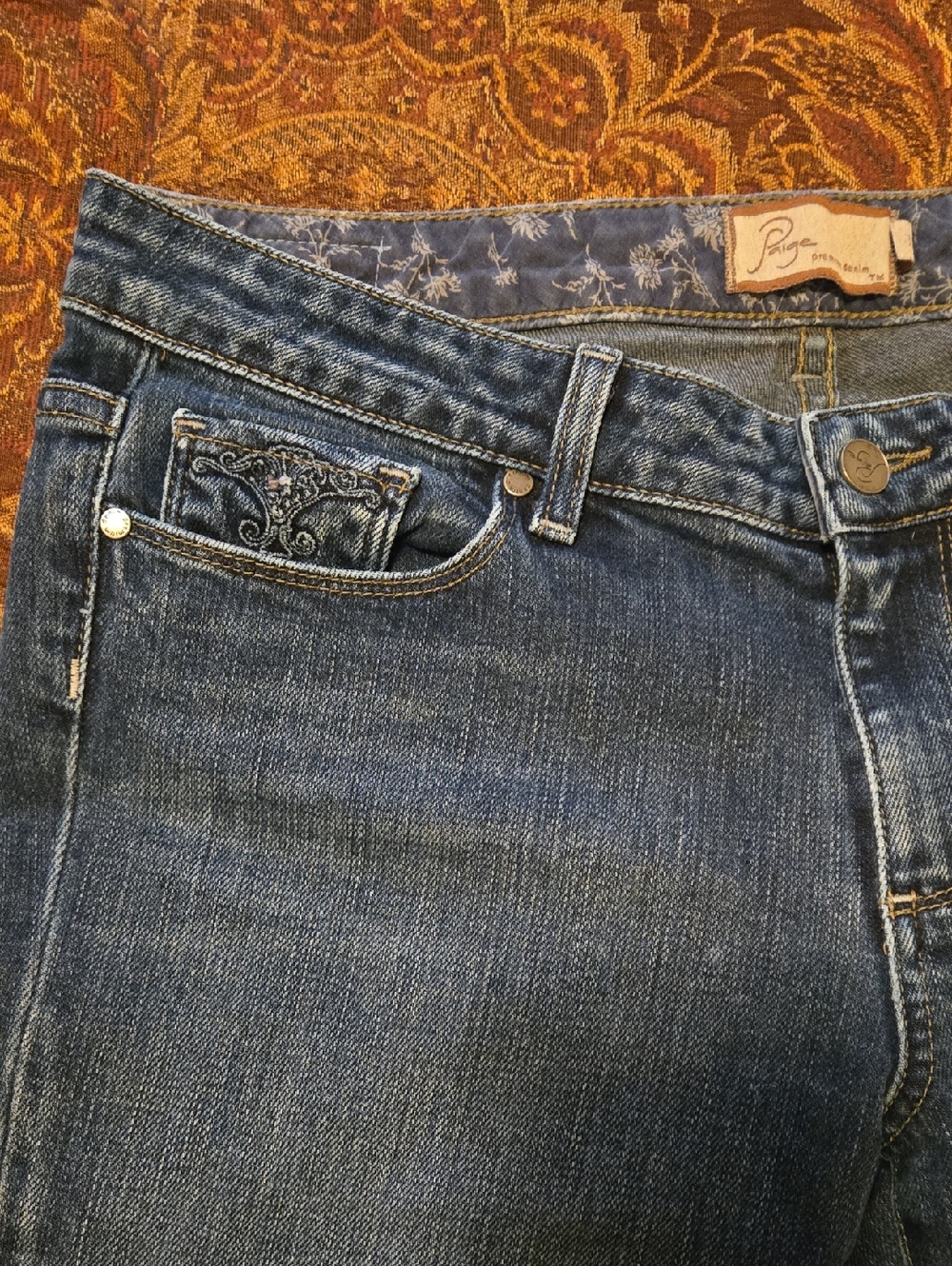 PAIGE Hollywood Hills  Embroidered Bootcut Jeans - Picture 6 of 13